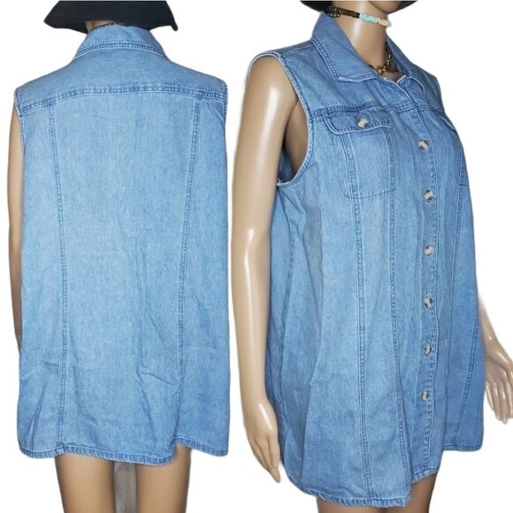 Motherhood Maternity sleeveless button up denim shirt. - Picture 4 of 9